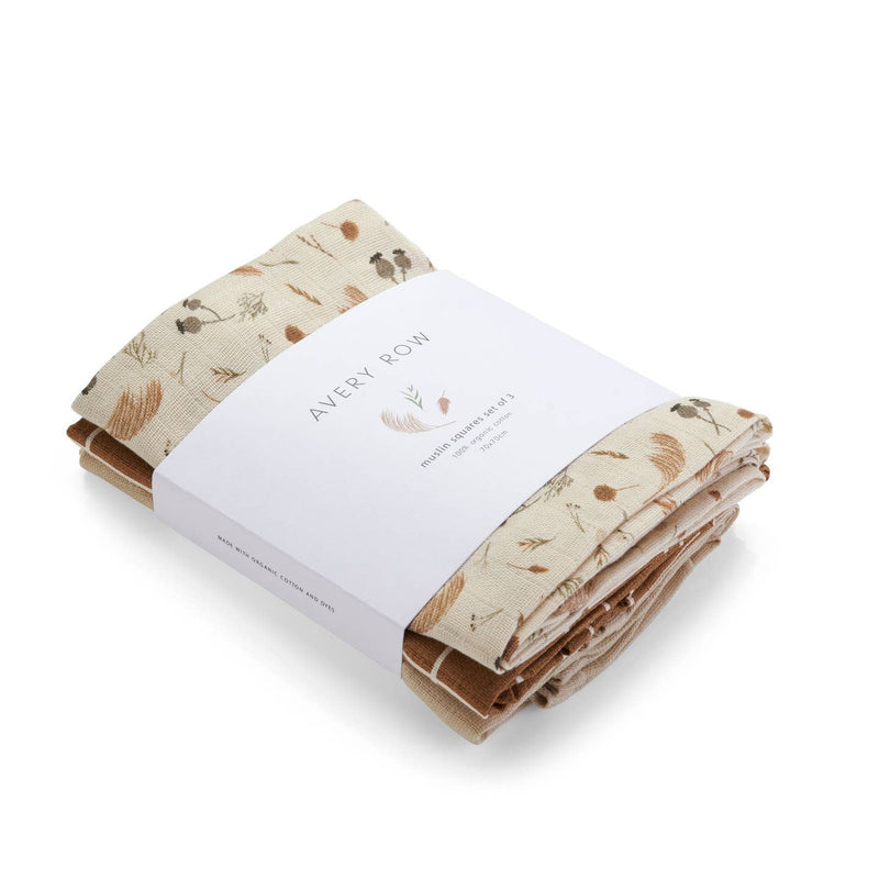 Organic Baby Muslin Squares Set of 3 - Grasslands