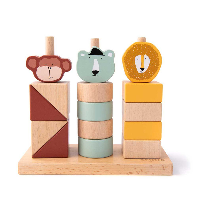 Wooden animal block stacker