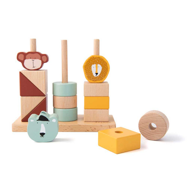 Wooden animal block stacker