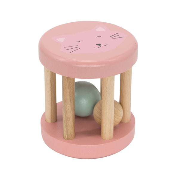 Wooden rolling rattle - Mrs. Cat