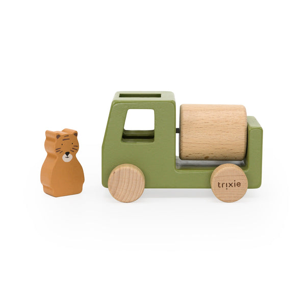 Wooden animal construction cars set