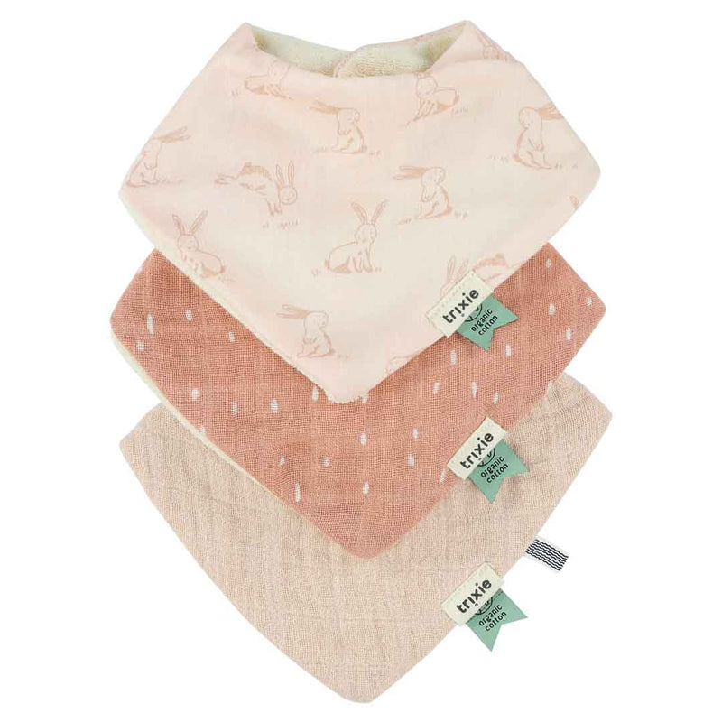 Bandana bib 3-pack mix - Rosy Rabbit