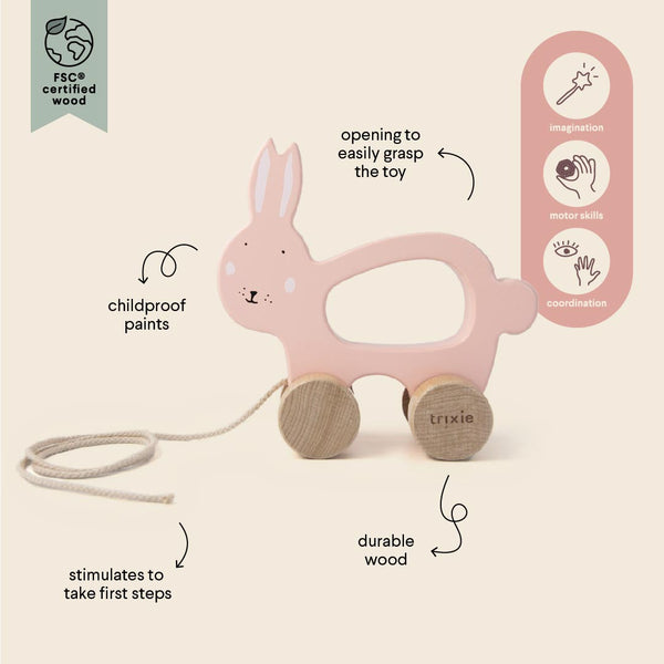 Wooden pull along toy - Mrs. Rabbit